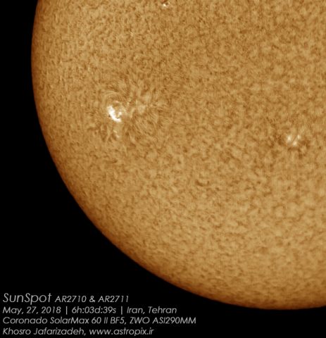 sunspot-AR2710-AR2711-Khosro-Jafarizadeh-27-may-2018 (AR2710 & AR2711)