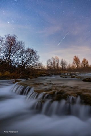 Waterfall-Fireball-Geminid-2023-Nima-Asadzadeh (آذرگوی جوزایی بر بالای رودخانه باراندوز)